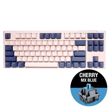Клавиатура Ducky One 3 Fuji TKL, жична, гейминг, механична, Cherry MX Blue суичове, розова, USB image