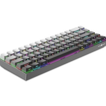 white shark nunchaku red switches grey