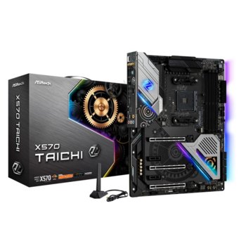 Дънна платка ASRock X570 Taichi, X570, AM4, DDR4, PCI-Е 4.0 (HDMI)(CFX&SLi), 8x SATA 6Gb/s, 3x Hyper M.2, 1x USB 3.2 (Gen2, Type-C), Wi-Fi 802.11ax (Wi-Fi 6), Bluetooth 5.0, ATX | JAR Computers ASRock X570 Taichi