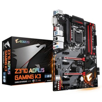 Дънна платка GB Z370 Aorus Gaming K3, LGA1151, DDR4, PCI-E(HDMI&DVI)(CF&SLi), 6x SATA 6Gb/s, 2x M.2, 8x 3.1 USB Gen 1, 6 x USB 2.0, ATX | JAR Computers GB Z370 AORUS GAMING K3