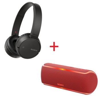 Комплект Sony WH-CH500 Black + SRS-XB21 Red