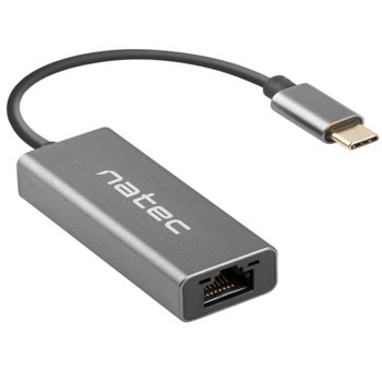 Мрежови адаптер Natec Cricket NNC-1925, от USB-C(м) към 1x 10/100/1000 RJ45(ж), сребрист | JAR Computers Natec Cricket NNC-1925