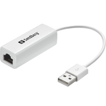 Мрежови адаптер Sandberg SNB-133-78, от USB 2.0 Type A(м) към 10/100 RJ-45(ж), бял | JAR Computers Sandberg USB 2.0 SNB-133-78