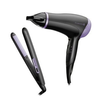 Комплект преса за коса и сешоар Remington Style Essentials Gift Set D3016GP, студена струя, плочи с керамично покритие, черен | JAR Computers Remington Style Essentials Gift Set D3016GP