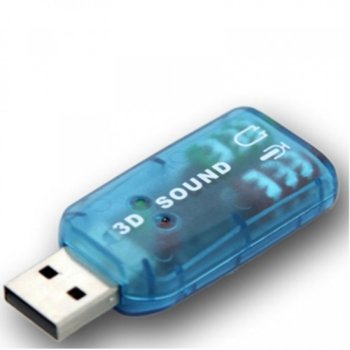 Външна звукова карта, USB, 3.5mm жак, MIC жак, синя image