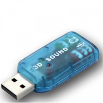 Външна звукова карта, USB, 3.5mm жак, MIC жак, синя | JAR Computers USB звукова карта 2.1
