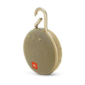 Тонколона JBL Clip 3, 1.0, 3W RMS, безжична, 3.5mm jack/Bluetooth, пясъчна, микрофон, IPX7, до 10 часа работа | JAR Computers JBL Clip 3 Sand
