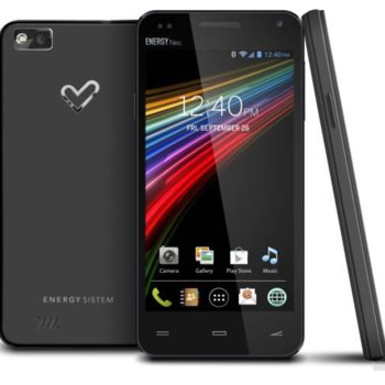 Energy Neo (черен), поддържа 2 SIM карти, 4.5" (11.43 cm), двуядрен ARM Cortex A7 1.3GHz, 1GB RAM, 4GB вградена памет, microSD-HC/XC карти(до 64GB), VGA 640x480 & 5.0 Mpx камера, ANDROID™ 4.2, 145g. | JAR Computers Energy Neo