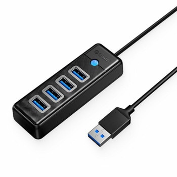 USB Хъб Orico PW4U-U3-015-BK, 4 порта, от USB Type-A към 4x USB 3.0 Type-A, черен | JAR Computers Orico PW4U-U3-015-BK