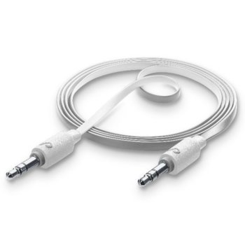 Кабел Cellular Line, от 3.5mm жак(м) към 3.5mm жак(м), 1m, бял | JAR Computers Стерео кабел - жак 3.5mm - 3.5mm бял