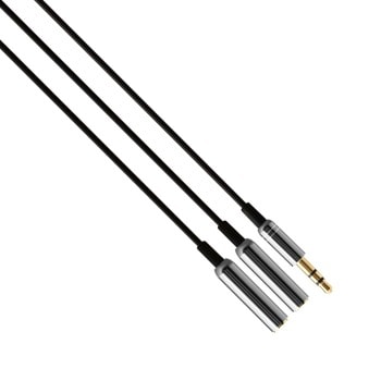 Аудио кабел Earldom AUX201, Jack(м) 3.5mm to 2x Jack(ж) 3.5mm, 0.4м, различни цветове | JAR Computers Earldom AUX201 40180