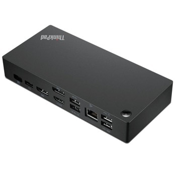 Докинг станция Lenovo ThinkPad Universal USB-C Dock (40AY0090EU), от USB C към 1x USB C, 5x USB A, 2x DisplayPort, 1x HDMI, 1x RJ45, 1x AUX, черен | JAR Computers Lenovo ThinkPad Universal USB-C Dock 40AY0090EU