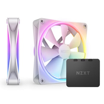 Вентилатори 140mm, NZXT F140 RGB Duo, 4-pin, 1800rpm, бели, 2 броя, с RGB контролер | JAR Computers Вентилатори NZXT F140 RGB Duo Twin Pack бели