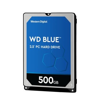 Твърд диск 500GB WD Blue PC Mobile, SATA 6Gb/s, 5400rpm, 16MB, 2.5"(6.35 cm) 7mm | JAR Computers Western Digital HDD 500GB Blue 2.5 7mm WD5000LPCX