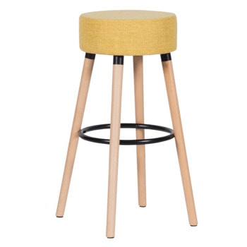 Бар стол Carmen 4025, до 100кг, дамаска, дървена база, жълт image