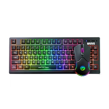 Комплект клавиатура и мишка Marvo KW516, безжични, RGB подсветка, гейминг, оптична мишка (4800 dpi), Bluetooth, черни image