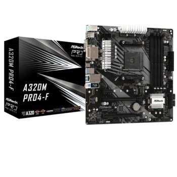 Дънна платка ASRock A320M Pro4-F, AM4, A320, DDR4, PCI-E 3.0, (HDMI&DVI&VGA),(CFX), 4x SATA 6Gb/s, 1x M.2, 1x Ultra M.2, 1x USB 3.1 Gen1 Type-C, mATX | JAR Computers ASRock A320M PRO4-F