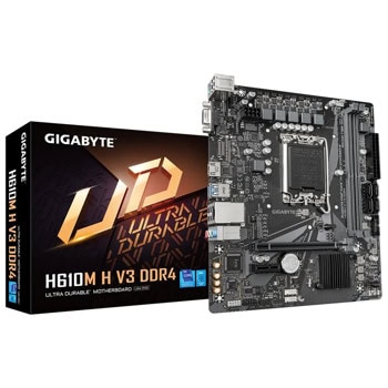 Дънна платка Gigabyte H610M H V3, H610, LGA1700, DDR4, PCI-E 4.0 (HDMI&VGA), 1x M.2, 4x SATA 6Gb/s, 2x USB 3.2 Gen 1 Type-A, Micro ATX | JAR Computers Gigabyte H610M H V3 DDR4 (rev. 1.0)