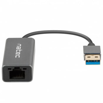 Мрежови адаптер Natec Cricket NNC-1924, от USB-A(м) към 1x 10/100/1000 RJ45(ж), сребрист | JAR Computers NATEC Cricket NNC-1924