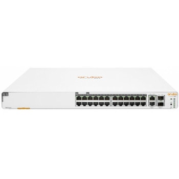 Суич HPE Aruba Instant On 1960 JL807A, 10000 Mbps, 28 порта, 24x 10/100/1000Mbps RJ45 PoE, 2x SFP+ 10GbE, 2x 10Gbps Base-T | JAR Computers HPE Aruba Instant On 1960 24G JL807A