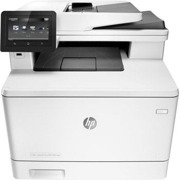 Мултифункционално лазерно устройство HP Color LaserJet MFP M477fdn, цветен принтер/копир/скенер/факс, 600 x 600 dpi, 27стр/мин, LAN1000 Base-TX, USB 2.0, ADF, двустранен печат, A4 | JAR Computers HP Color LaserJet MFP M477fdn