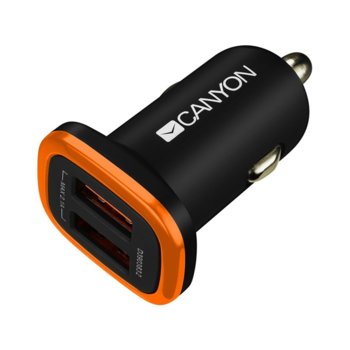 Зарядно Canyon CNE-CCA02B, от автомобилна запалка към 2x USB (ж), 5V, 2.1A, черно image