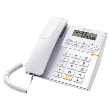 Стационарен телефон Alcatel T58, Течнокристален едноредов черно-бял дисплей, бял image