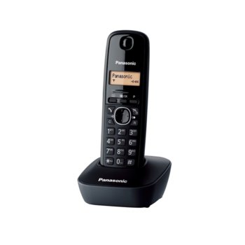 Безжичен телефон Panasonic KX-TG1611,течнокристален черно-бял дисплей, черен image