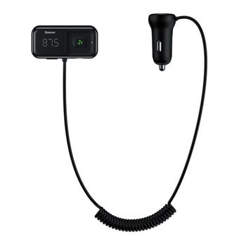 FM трасмитер Baseus S-16, от 87.5 до 108.0MHz, Bluetooth 5.0, Jack 3.5mm, 2x USB-A, microSD слот, 15W, черен | JAR Computers Baseus S-16 CCMT000201