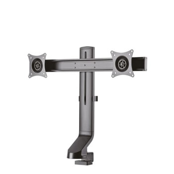 Стойка за монитор NewStar FPMA-D860DBLACK, за екрани от 10" до 27", VESA 100x100 mm, макс до 7кг, регулируема, за два монитора, черен | JAR Computers NewStar FPMA-D860DBLACK