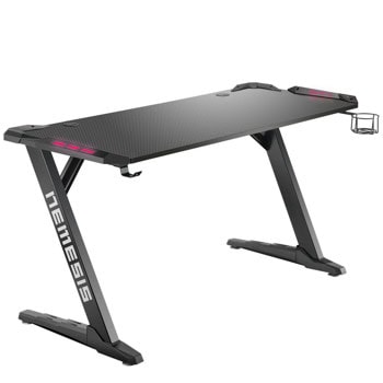 Компютърно бюро Nitro Concepts Nemesis Pro Led, 1400 x 600 x 750 mm, поставка за слушалки и напитка, нивелиращи крачета, два кабелни отвора, LED осветление, черно | JAR Computers Nitro Concepts Nemesis Pro Led 3738272