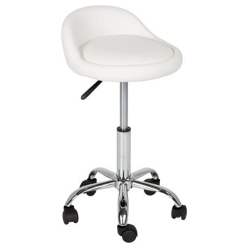 Табуретка Carmen 3067, с колелца, еко кожа, хромирана база, газов амортисьор, бяла | JAR Computers Carmen 3067 - бял