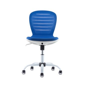 Детски стол RFG Flexy White, дамаска и меш, синя седалка, синя облегалка image