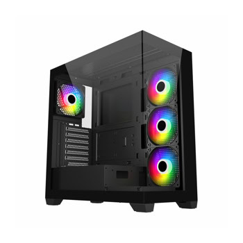 Кутия FSP M340, ATX/mATX/Mini-ITX, 1x USB 3.0, 4x 120mm ARGB вентилатора, с прозорец, черна, без захранване | JAR Computers FSP M340 Black M340-BA