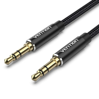 Кабел Vention BAWBD, от 3.5mm жак(м) към 3.5mm жак(м), 0.5m, черен, екраниран | JAR Computers кабел vention jack 3.5 to jack 3.5 0.5m bawbd