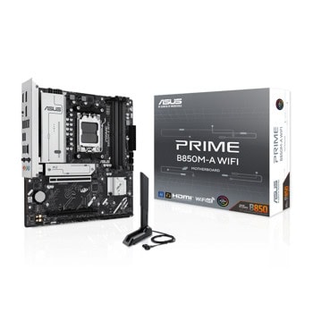 Дънна платка ASUS B850M-X WIFI, B850, AM5, DDR5, PCI-E 5.0 (DP&HDMI), 4x SATA 6Gb/s, 3x M.2 slots, 2x USB 3.2 Gen1 Type-A, Wi-Fi 6E, Bluetooth 5.3, 2.5GbE LAN, Micro ATX | JAR Computers ASUS PRIME B850M-A WIFI 90MB1LN0-M0EAY0