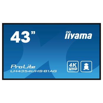 Публичен дисплей Iiyama LH4354UHS-B1AG, 42.5"(108.0 cm) 4K/UHD IPS LED дисплей, DisplayPort, HDMI, DVI-D, VGA, USB, RS232, Wi-Fi, RJ-45 | JAR Computers Iiyama LH4354UHS-B1AG