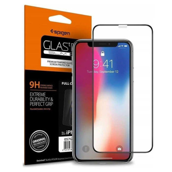 Протектор от закалено стъкло /Tempered Glass/ за Apple iPhone 11/XR, Spigen FC HD Tempered Glass, черен/прозрачен | JAR Computers Spigen FC HD Tempered Glass за iPhone 11/XR
