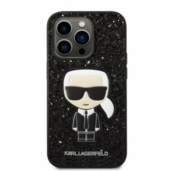 Glitter Flakes Ikonik за iPhone 14 Pro черен