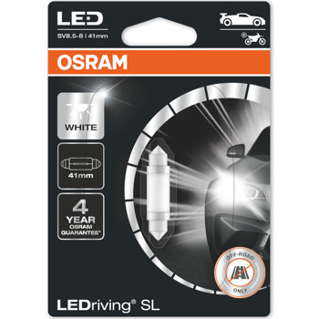Автомобилна крушка Osram 6413DWP, 0.6W, 45lm, C5W, SV8.5-8, LED, 1 брой в опаковка | JAR Computers Osram 6413DWP 0.6W 45lm 6413DWP