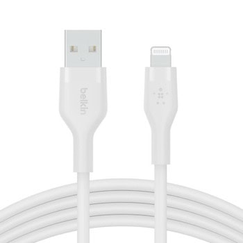 Кабел Belkin BoostCharge (CAA008bt1MWH), от USB-A(м) към Lightning(м), 1m, бял | JAR Computers Belkin BoostCharge CAA008bt1MWH