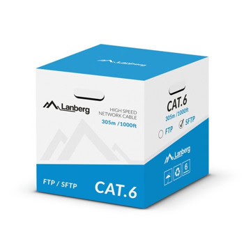 Кабел Lanberg LCS6-11CU-0305-S, SF/UTP, Cat.6, 305m, сив | JAR Computers Lanberg LCS6-11CU-0305-S