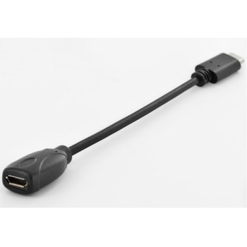 Кабел Ednet EDN-84325, от USB Type C(м) към USB Micro B(ж), 0.15m, черен | JAR Computers Ednet EDN-84325
