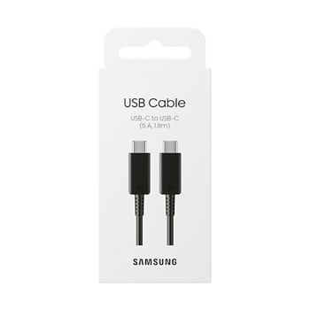 Кабел Samsung EP-DX510JBEGEU, от USB-C(м) към USB-C(м), 1.8m, 5A, черен | JAR Computers Samsung Cable USB-C to USB-C 1.8m (5A) Black