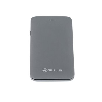 Външна батерия/power bank/ Tellur 3in1 TLL158131, 5000mAh, 1x USB QuickCharge 3.0, 6V/3A, 3in1 кабел (MicroUSB, Lightning, USB-C), сребрист | JAR Computers Tellur TLL158131