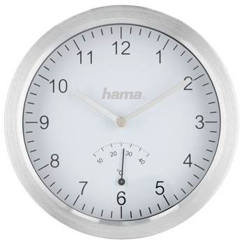Часовник Hama Aluminium 186414, за баня, стенен, кварцов механизъм, сребрист image