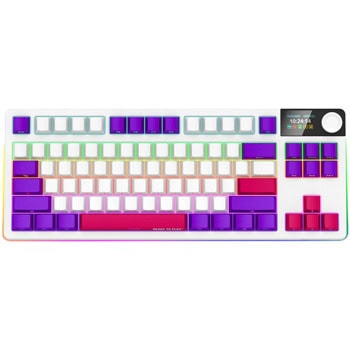 Клавиатура Lorgar KBP70TKLW, жична/безжична, механична, Toxic Purple Linear суичове, гейминг, бяла, USB, Bluetooth, RGB подсветка | JAR Computers Lorgar KBP70TKLW White