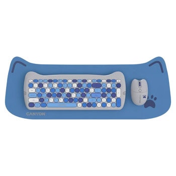 Комплект клавиатура, мишка и пад Canyon HSET-W6 Kitty Edition, безжични, 1600dpi, USB, сиви | JAR Computers Canyon HSET-W6 Kitty Edition CNS-HSETW6BL