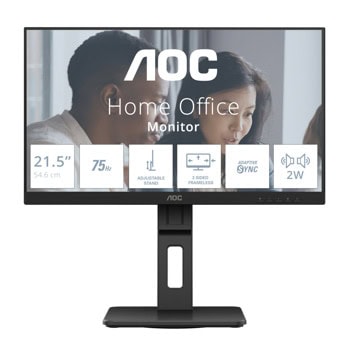 Монитор AOC 22E2UMF, 21.5" (54.61cm) VA панел, 75Hz, Full HD, 4ms, 20 000 000:1, 250cd/m2, DisplayPort, HDMI, VGA, USB | JAR Computers AOC 22E2UMF