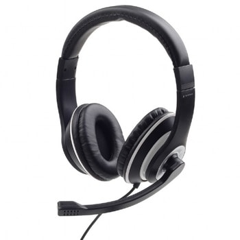 Слушалки Gembird MHS-03-BKWT, микрофон, AUX, черни | JAR Computers Gembird MHS-03-BKWT